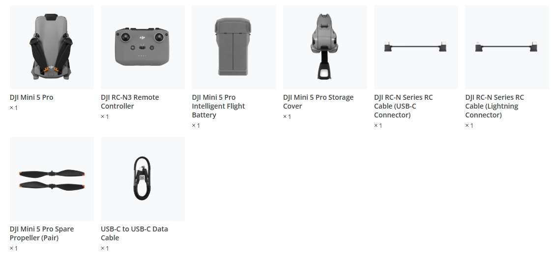 dji mini 5 pro dji rc-n3 obsah baleni